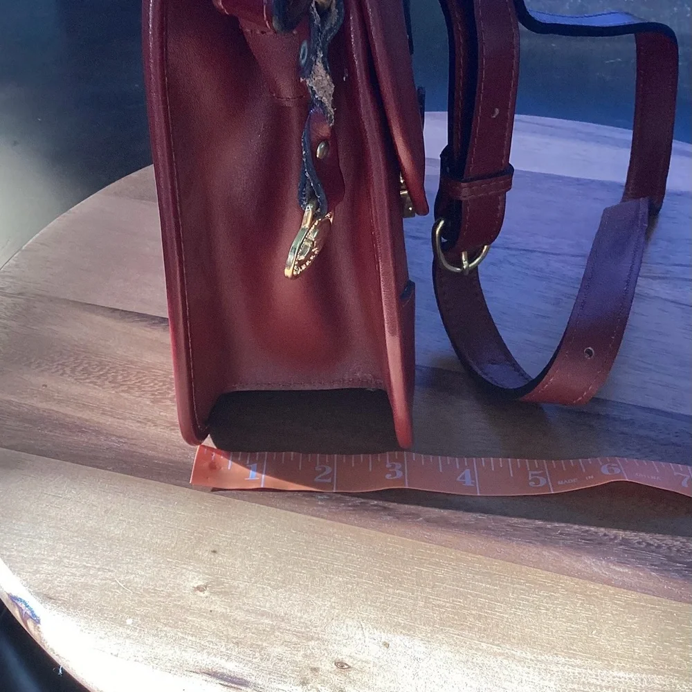 RED GOOSE Crossbody Bag Red Leather EUC - Picture 13 of 15